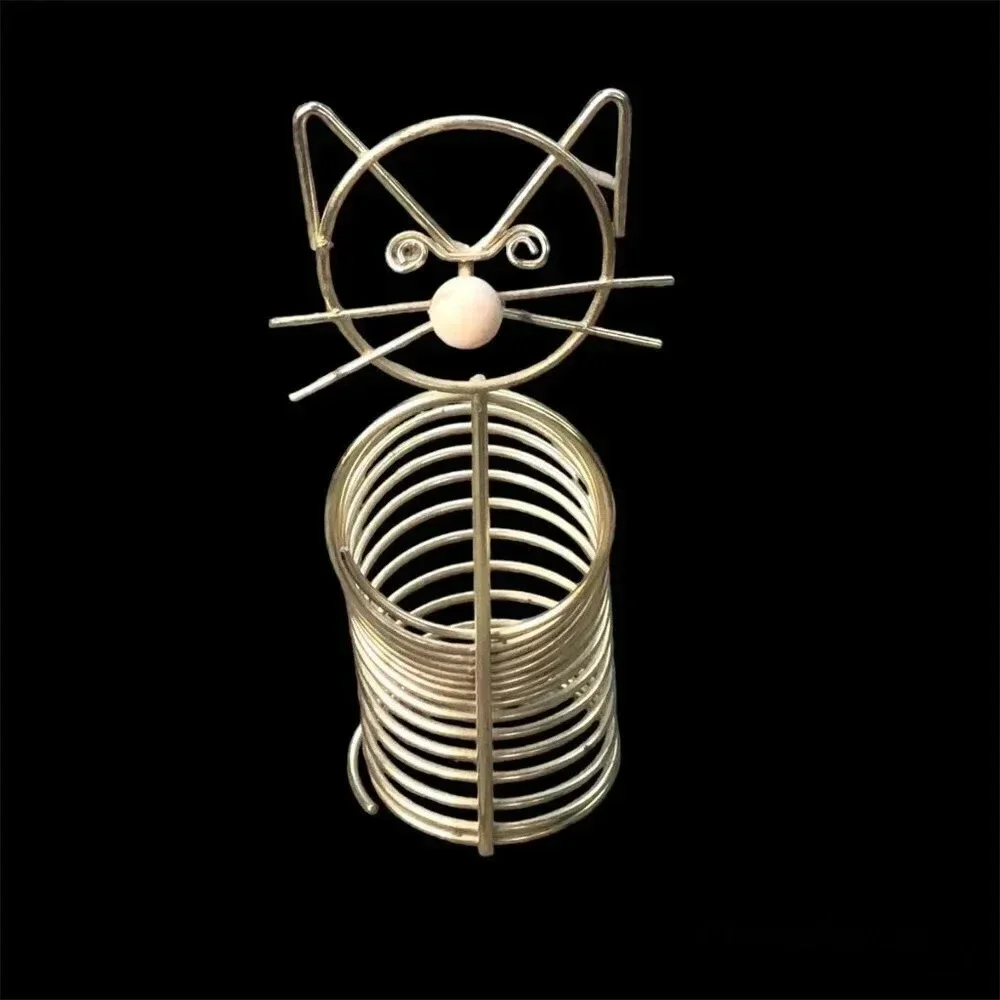 Mid Century Modern Industrial Gold Metal Cat Letter Holder Desk Accessory